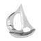 Set of 3 Silver Aluminum Coastal Sail Boat Sculpture, 12", 8", 7"